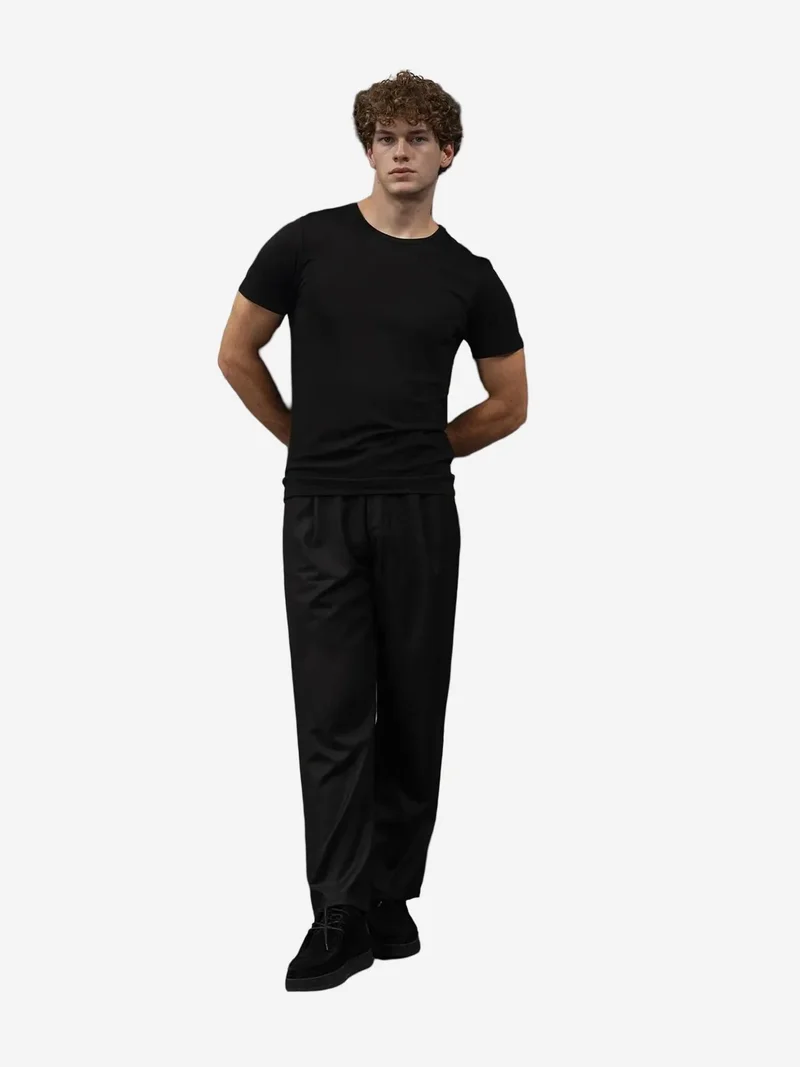 Giesto Black GIESTO Slim Fit Crew Neck Cotton T-Shirt for Men | Best Price UAE